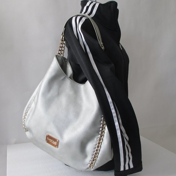 BEBE Handbags - BEBE PEARL GREY "COLLETTE" HOBO BAG